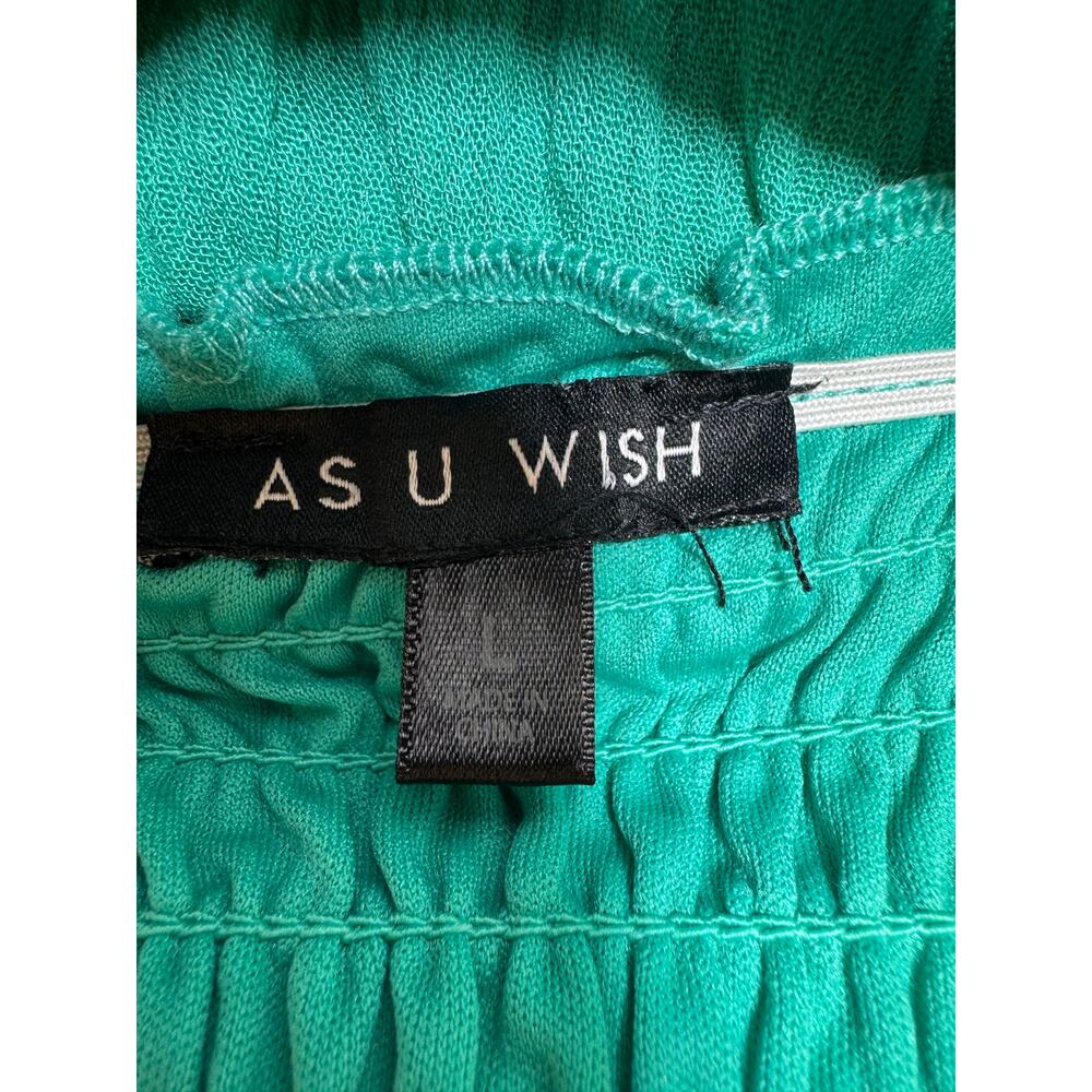 Y2K 90’s Women’s Dress Shamrock Green Sleeveless Tiered Ruched Top Sz L Lined - Picture 3 of 8